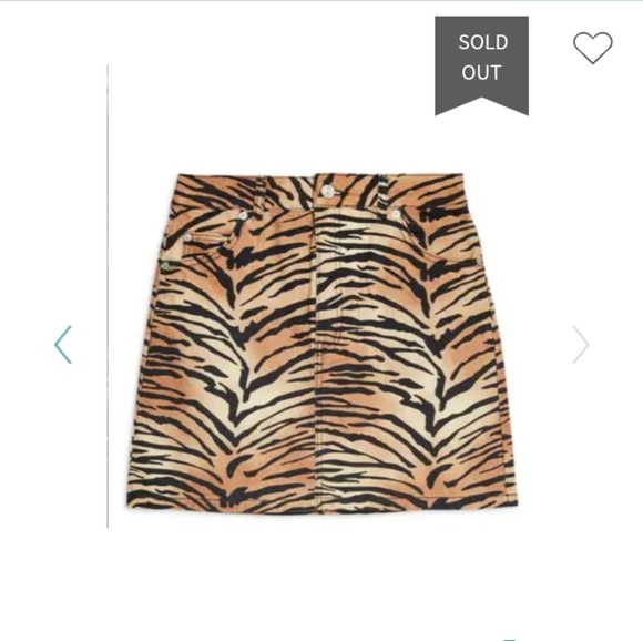 TOPSHOP Denim Tiger Print Skirt NWOT - Picture 6 of 11